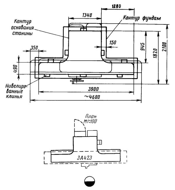 3А423 Настановне креслення круглошліфувального верстата для перешліфування шийок колінчастиних валів Настановне креслення круглошліфувального верстата 3А423
